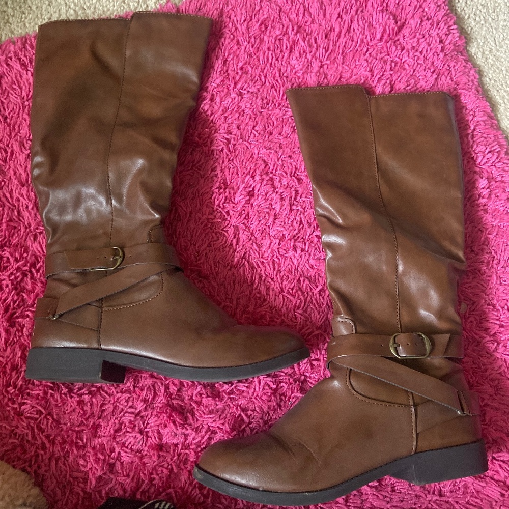 Brown long boots